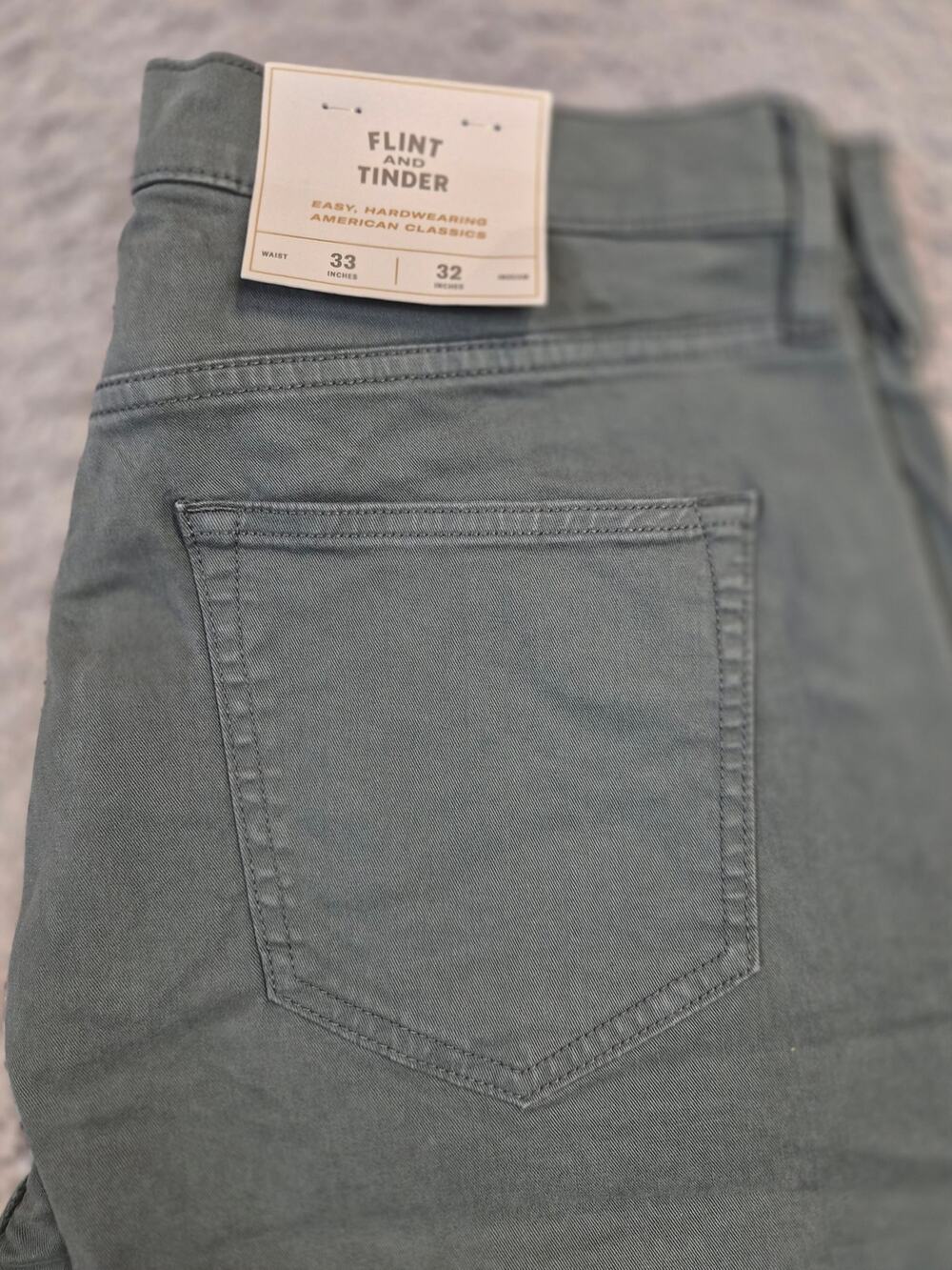 NWT Flint and Tinder Chinos Size 33x32 Slate Straight Fit (1214)